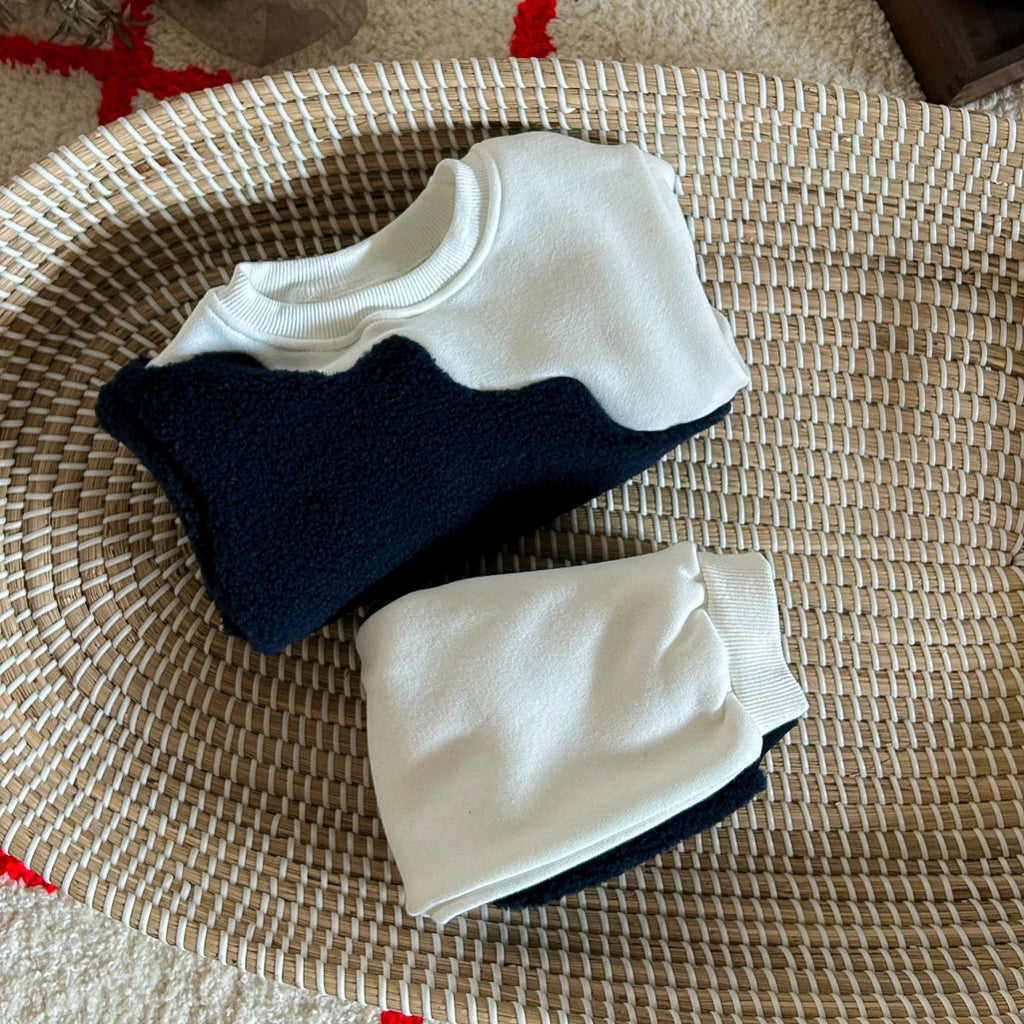 Mavi Beyaz Flanel Takım Elbise