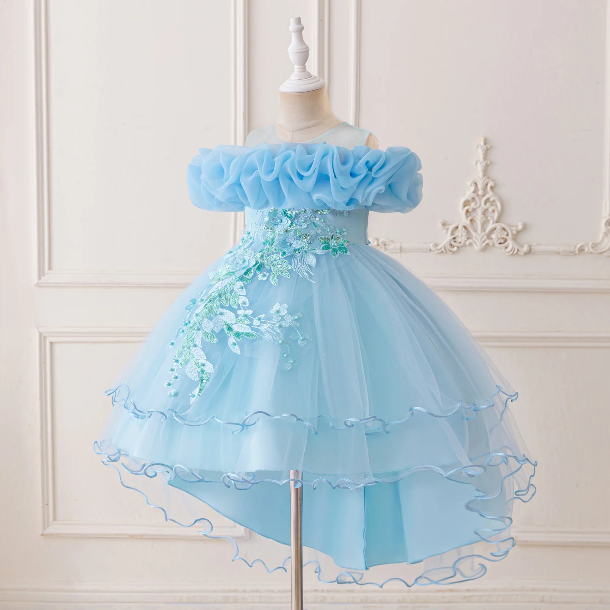 Kids Light Blue Tulle Elbise