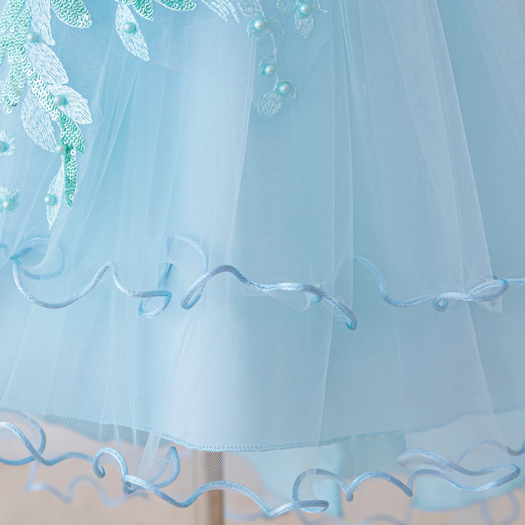 Kids Light Blue Tulle Elbise