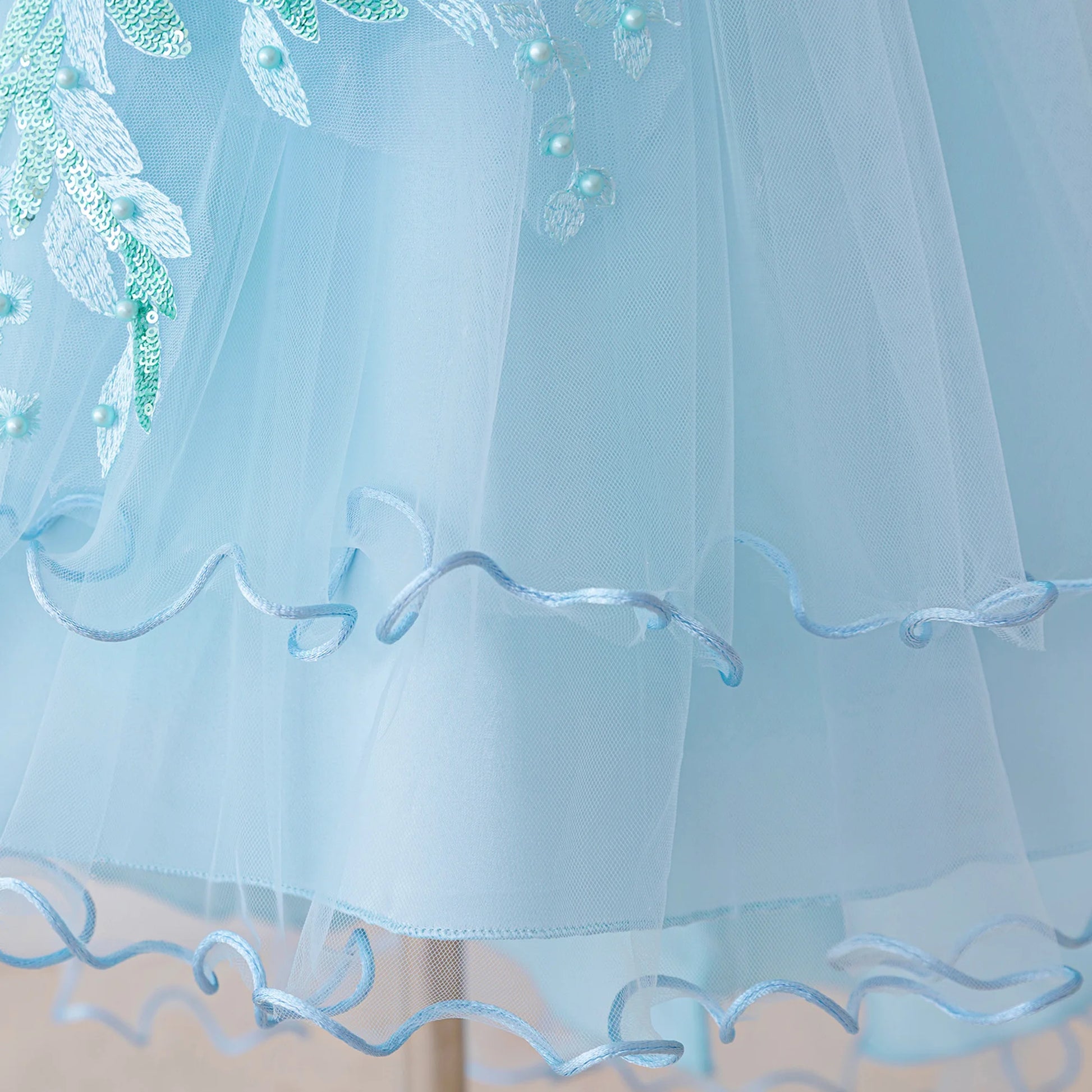 Kids Light Blue Tulle Elbise