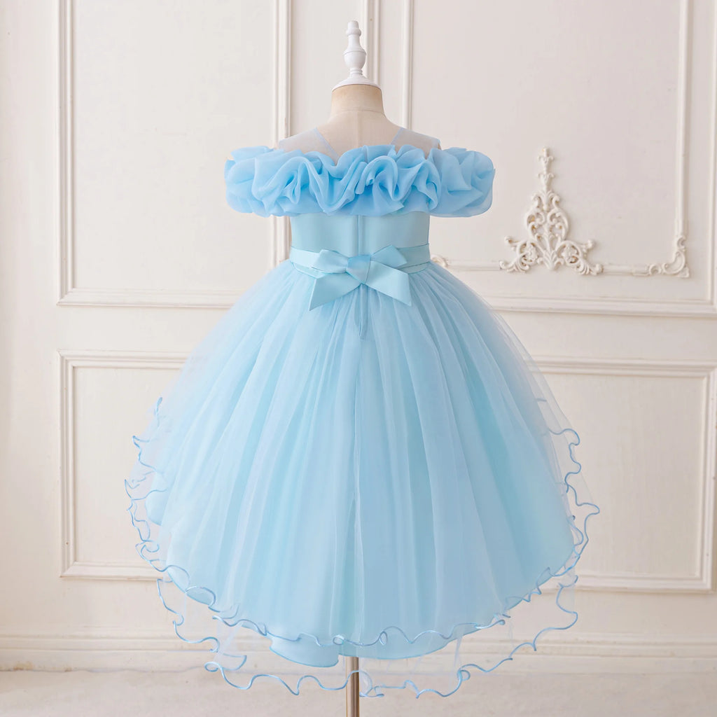 Kids Light Blue Tulle Elbise