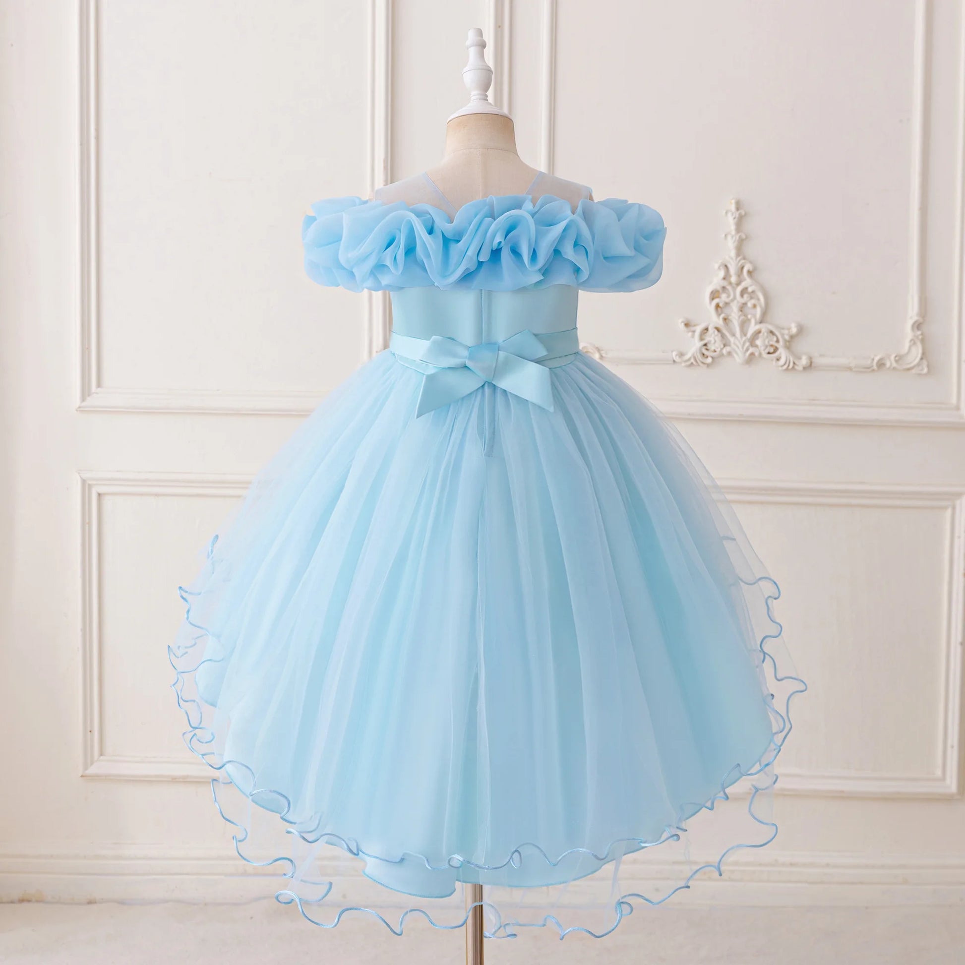 Kids Light Blue Tulle Elbise