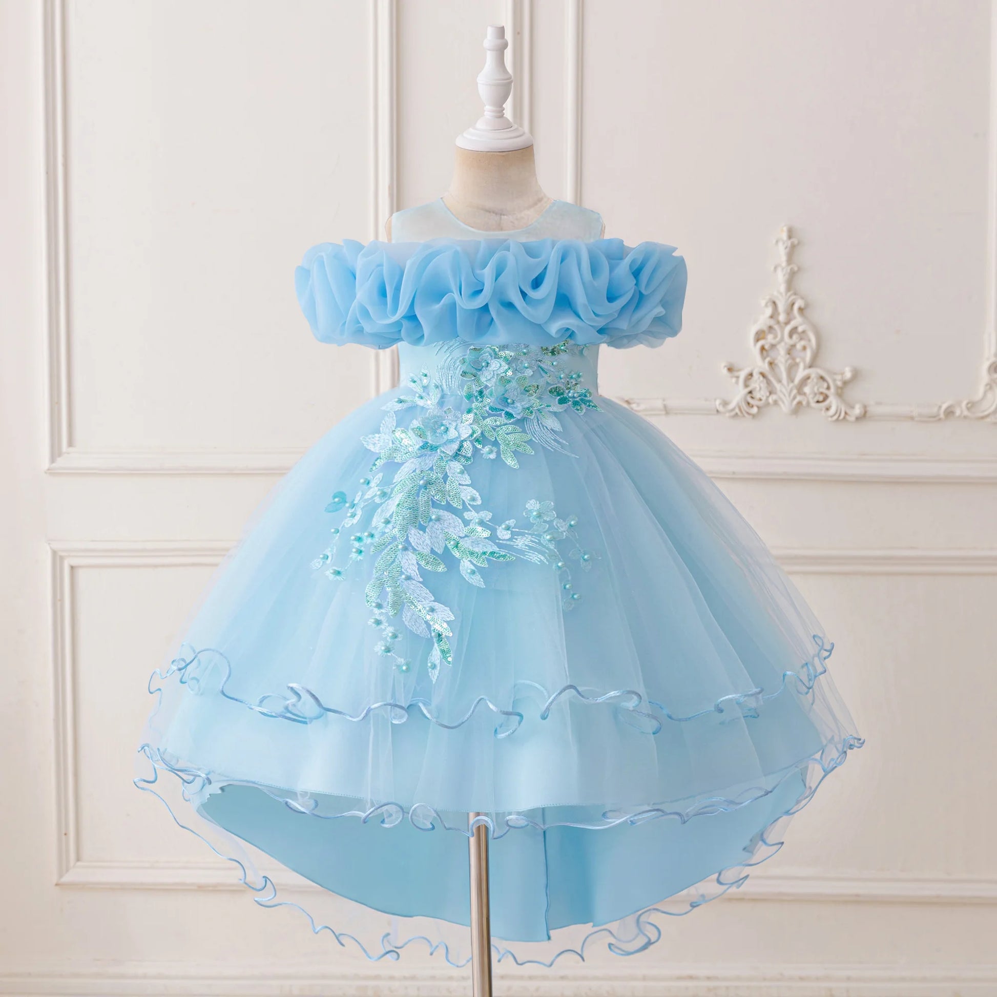 Kids Light Blue Tulle Elbise